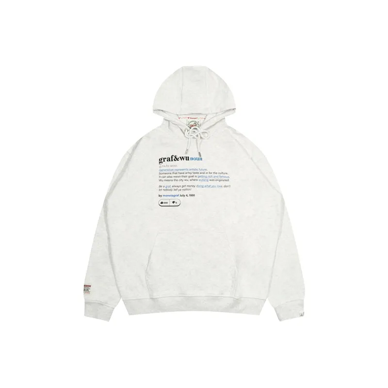 GRAF Sweatshirts Men Gray White Term Dictionary Explanation Hoodie-0
