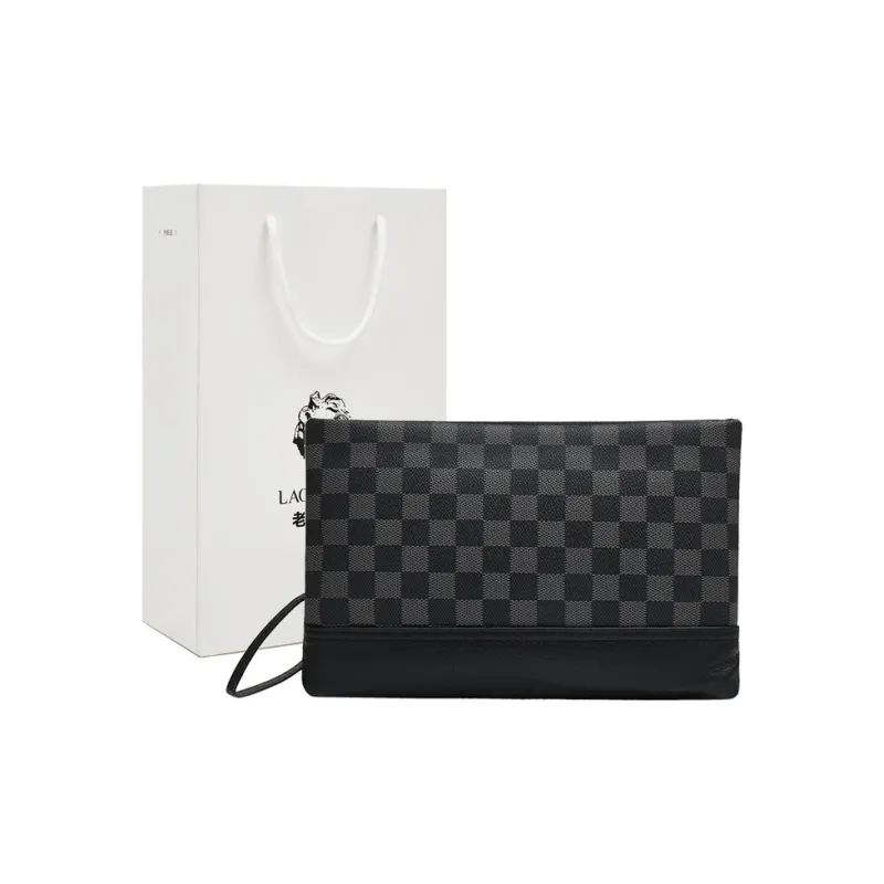 Old Man's Head Top Grain Cow Leather Clutch Regular Men's Black-0
