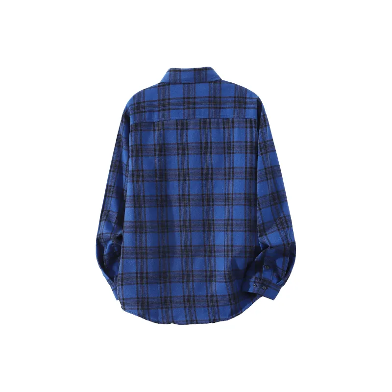 OGEK Shirt Unisex Black White Plaid Comes With A Random Print T Shirt+Brooch-8