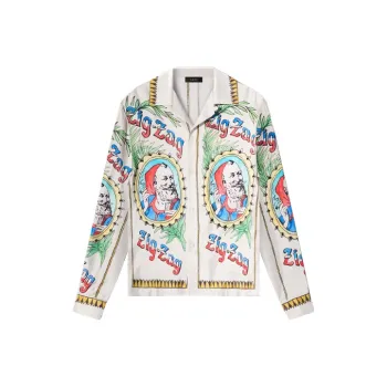 AMIRI Zig Zag Long Sleeve Bowling Shirt