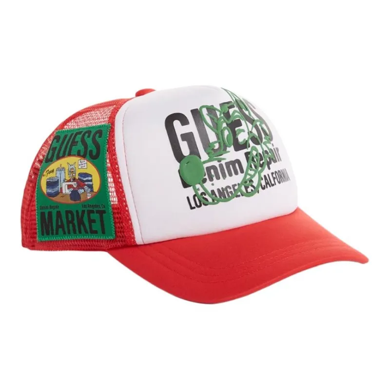 GUESS Polyester Baseball Caps Unisex Green/Orange-3