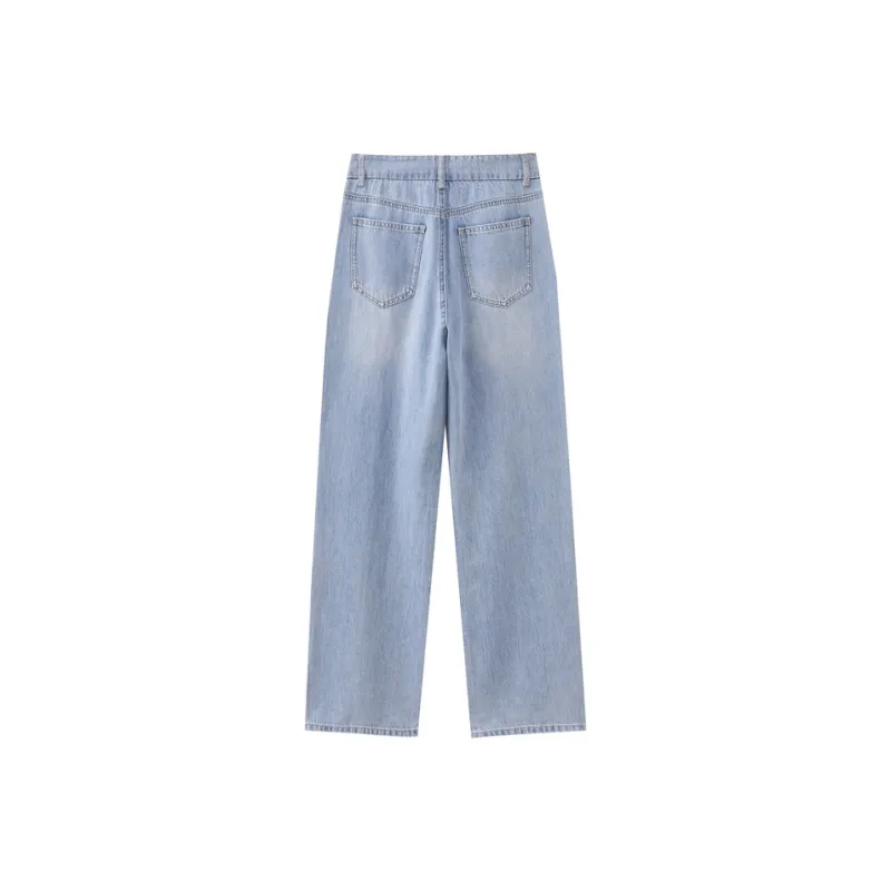 SHUIYUNJIAN Blue Slim Straight Fit Jeans Women's Denim Blue-1