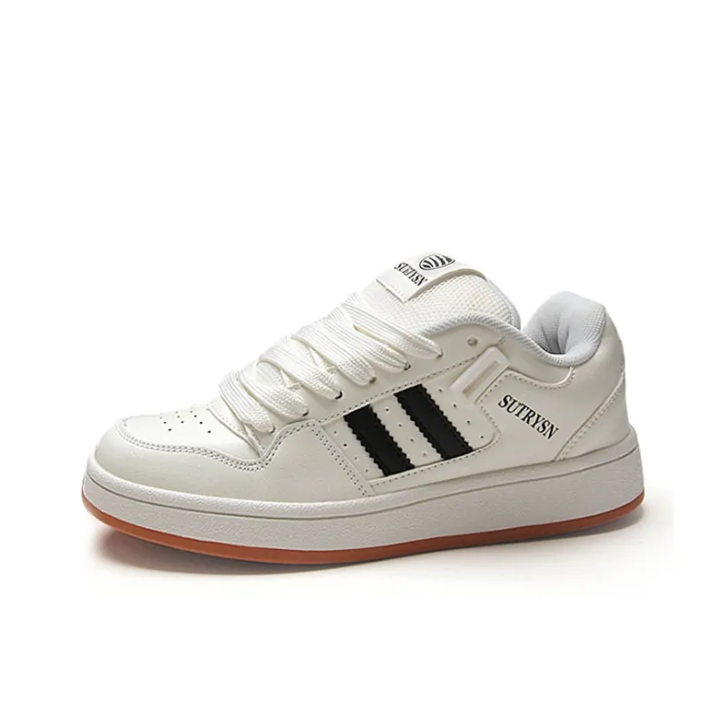 Medd Warm Slip-Resistant Lightweight Height Increasing Low-Top Red And White Striped Skateboard Shoes Women's Burgundy-16