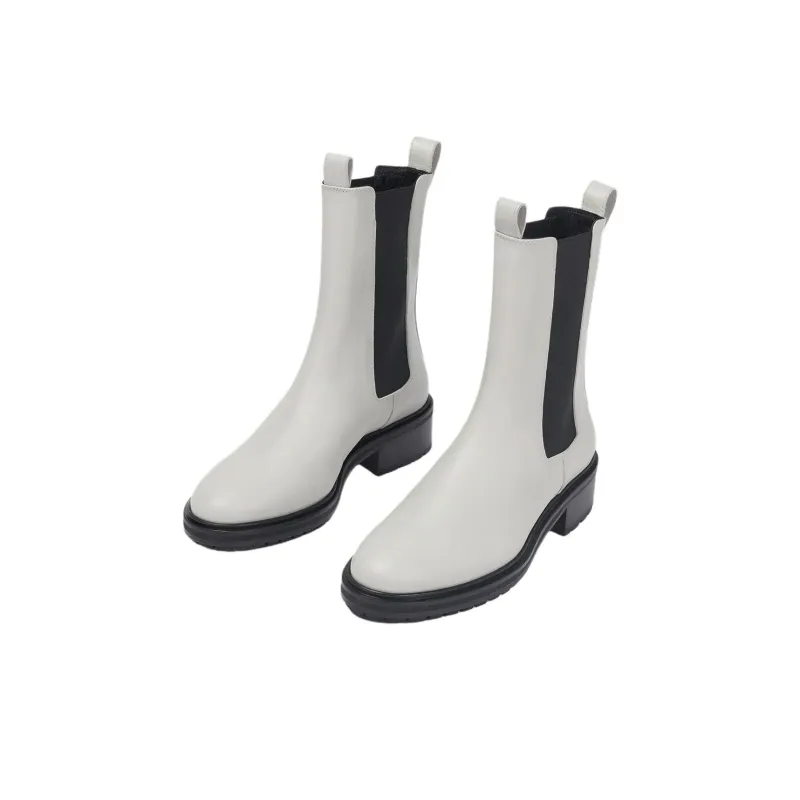 Aeyde Jack Short Chelsea Boots 4.5cm Women's White-2