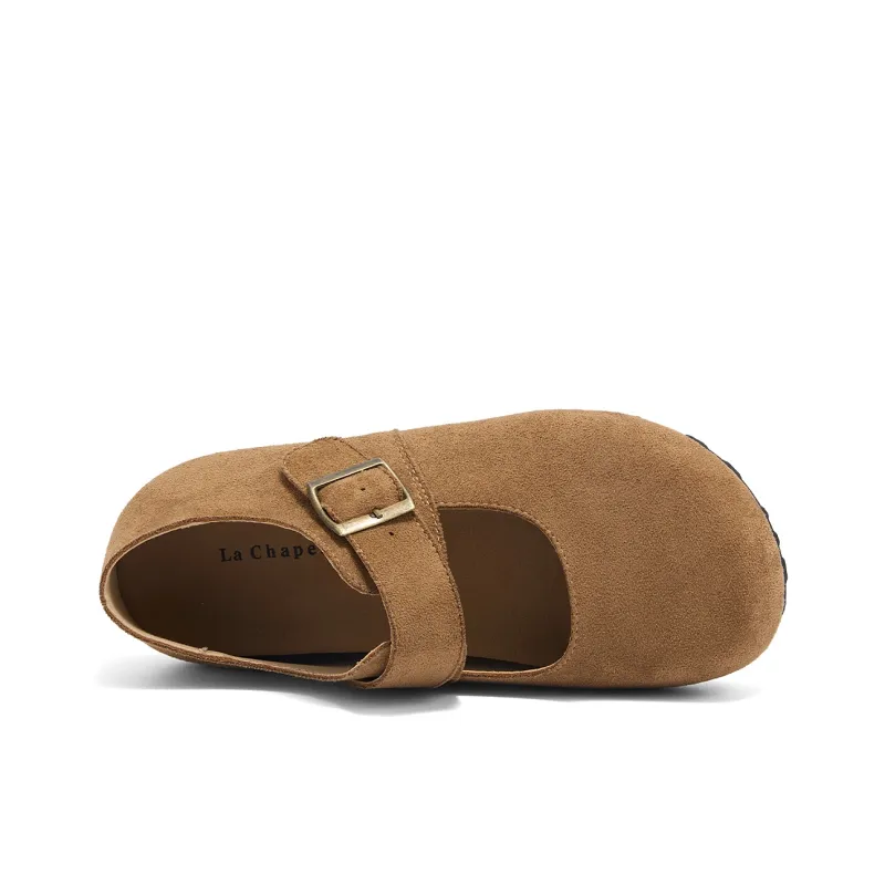 La Chapelle Trendy Japanese Style, Niche Versatile Half Boot Brogue Shoes Casual Single Shoes Women's Camel-5