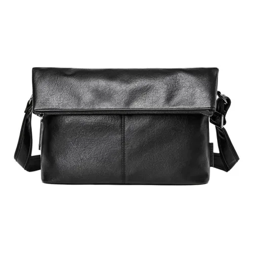 VIHUS PU Messenger Bag, Crossbody Bag, Shoulder Bag Men's Black