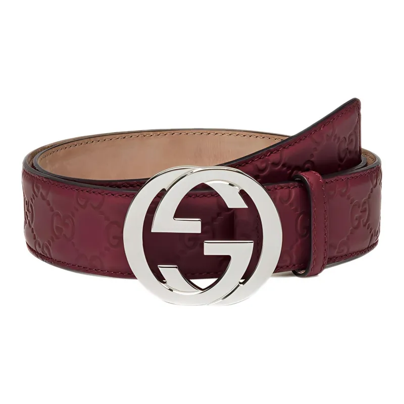 GUCCI Leather Belts Unisex Burgundy-0