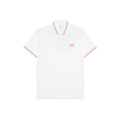 Burberry Men Logo Embroidered Short Sleeve Polo Shirt White