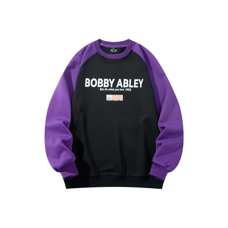 BOBBY ABLEY Patchwork Color Blocking Loose Fit Casual Heavyweight Crew Neck Pullover Sweatshirt Unisex-5