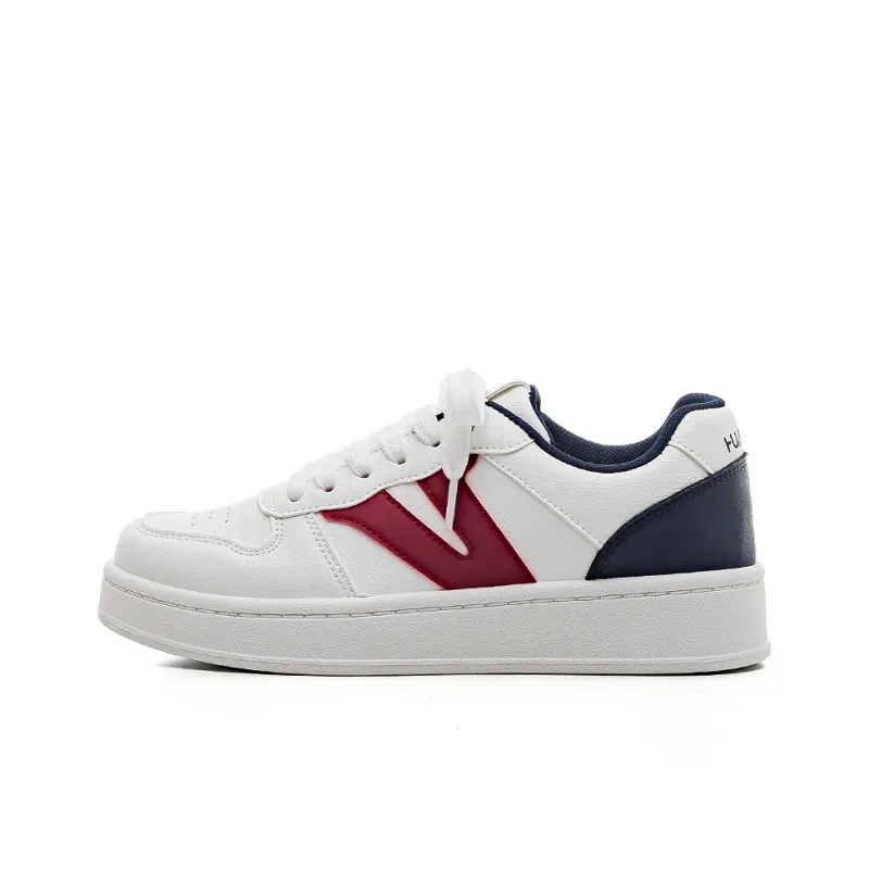 HUANQIU Anti Slip And Wear Resistant Lightweight Low Top Skateboard Shoes Women's White Blue Red-0