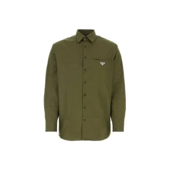 PRADA Logo Plaque Long Sleeved Shirt