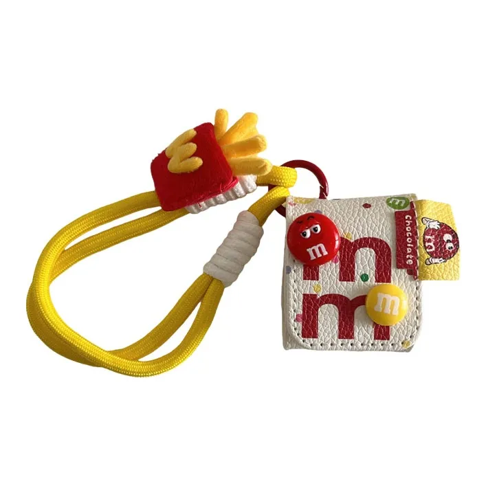 Kona Chun Compatibility AirPods1/2/3/4/PRO/PRO2 Leather Refreshing 3D Effect M&M's Lanyard Headphone Cases-2