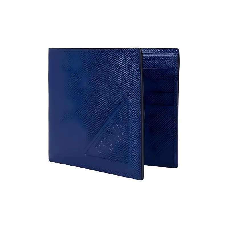 PRADA Cow Leather Card Holder, Wallet Trumpets Men's Blue-2
