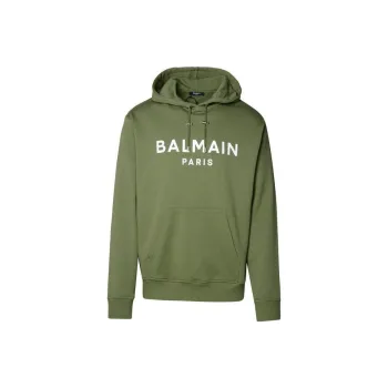 BALMAIN Logo Printed Drawstring Hoodie