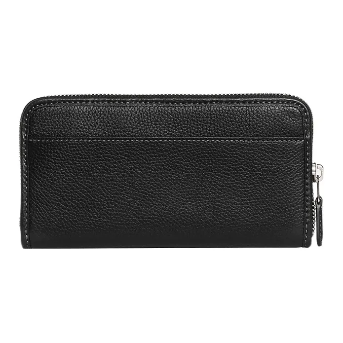 COACH Disney, Collaboration Accordion Zip Wallet Pebbled Leather Card Holder, Wallet Women's Black-1