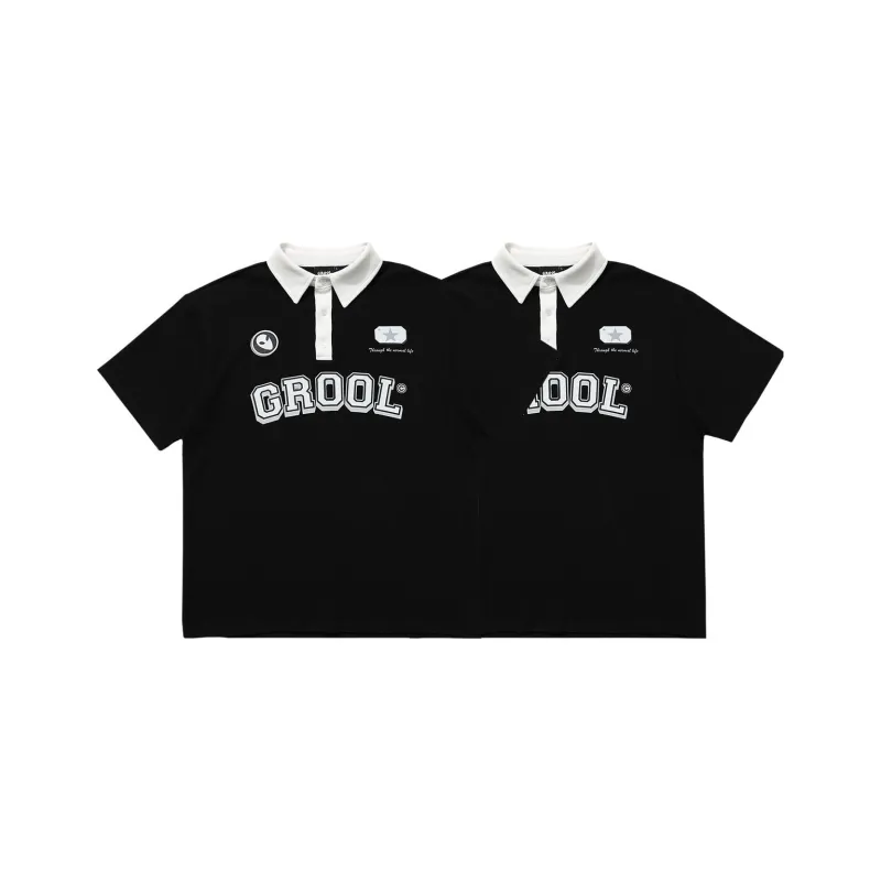 GROOL SS22 Polo Collar Fitted Straight Short-Sleeved Polo Shirt Unisex-2