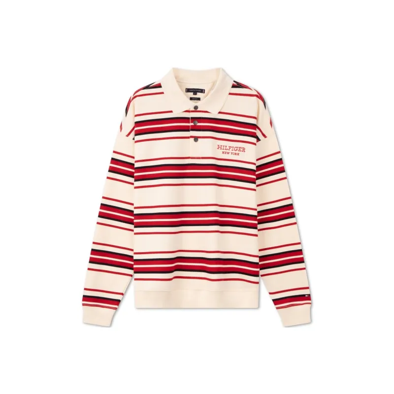 Tommy Hilfiger Sweatshirt Men's Beige White Red Stripes-0
