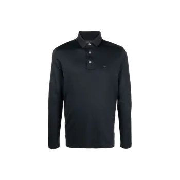 EMPORIO ARMANI Logo Detailed Long Sleeved Polo Shirt
