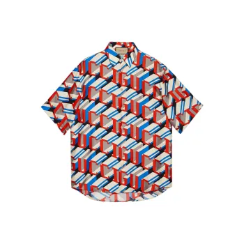 GUCCI Pixel Printed Short-Sleeve Shirt