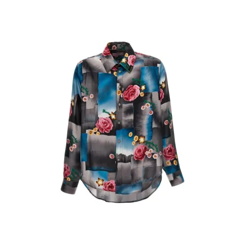 Martine Rose Mix-Print Curved Hem Shirt