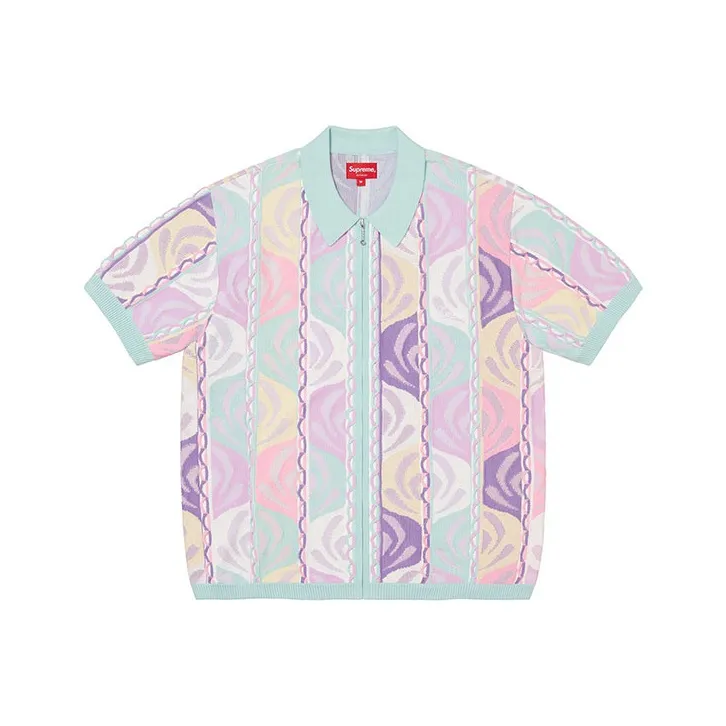 Supreme Abstract Textured Zip Up Polo-2