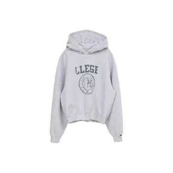 RECTO SS24 LLEGE LOGO DESTROYED HOODIE SWEATSHIRT Sweatshirt Men's Melange Grey/Mixed Color Gray