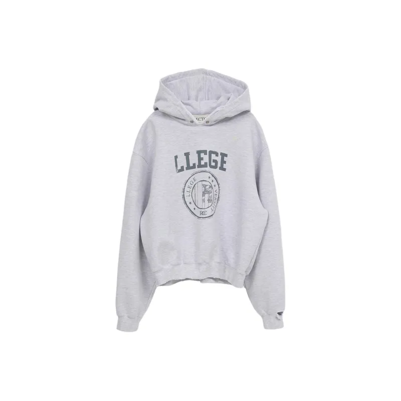 RECTO SS24 LLEGE LOGO DESTROYED HOODIE SWEATSHIRT Sweatshirt Men's Melange Grey/Mixed Color Gray-0