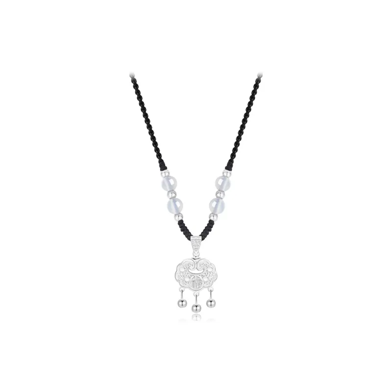CANHUI S999 Fine Silver Peace Lock Necklace Unisex-3