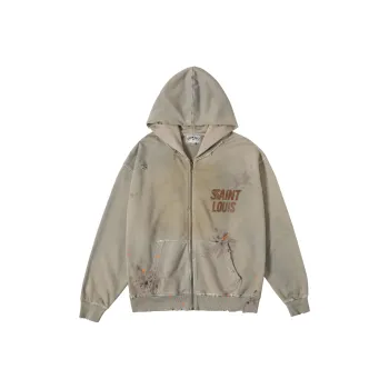 SSSAINT LOUIS Long-Sleeved Zip Closure Hooded Sweatshirt Unisex