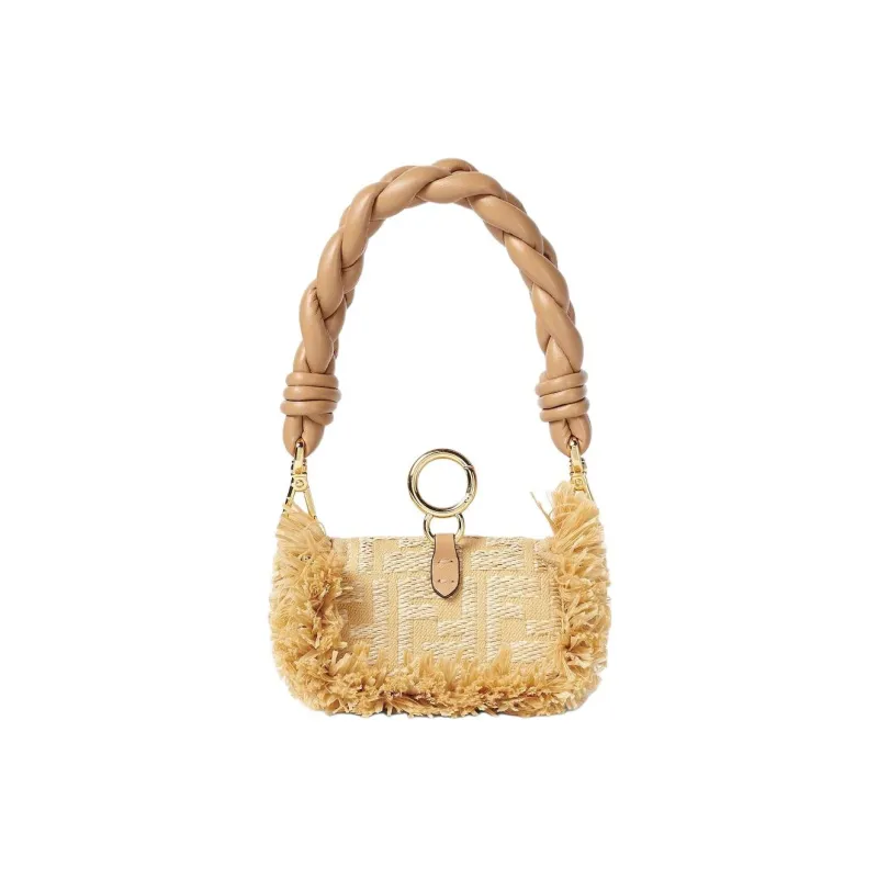 FENDI Baguette Cotton Handbag Extra Mini Women's Beige-2