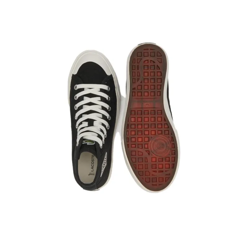 LACOSTE Backcourt High Top Skateboard Shoes Women's Black White-4
