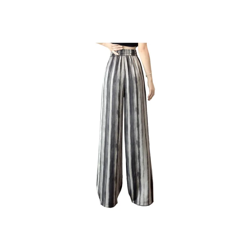 Cypress House Casual Pants Women's Black Gray Stripes-1