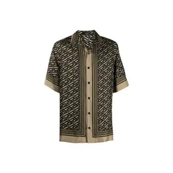VERSACE La Greca Print Silk Shirt