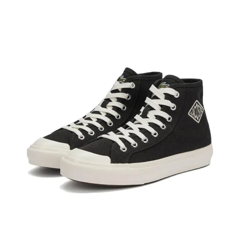 LACOSTE Backcourt High Top Skateboard Shoes Women's Black White-2