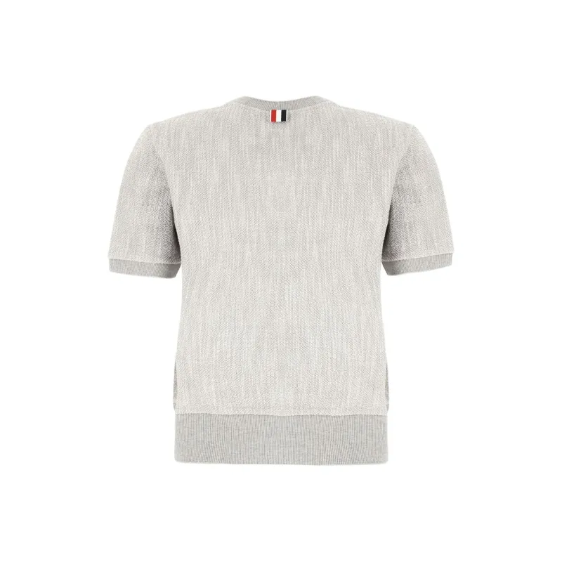 THOM BROWNE Bouclé Logo patch T shirt-1