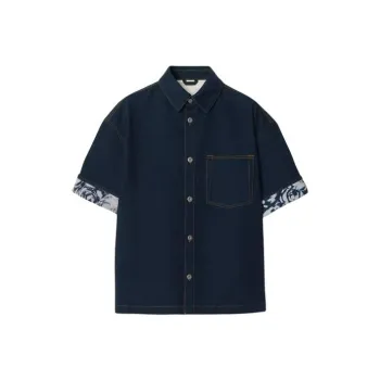 Burberry Heavyweight Logo Patch Buttoned Denim Shirt