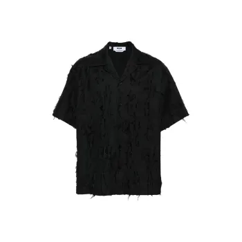 MSGM Logo-tag Textured-finish Shirt