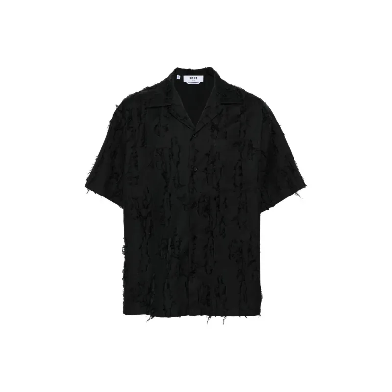 MSGM Logo-tag Textured-finish Shirt-0