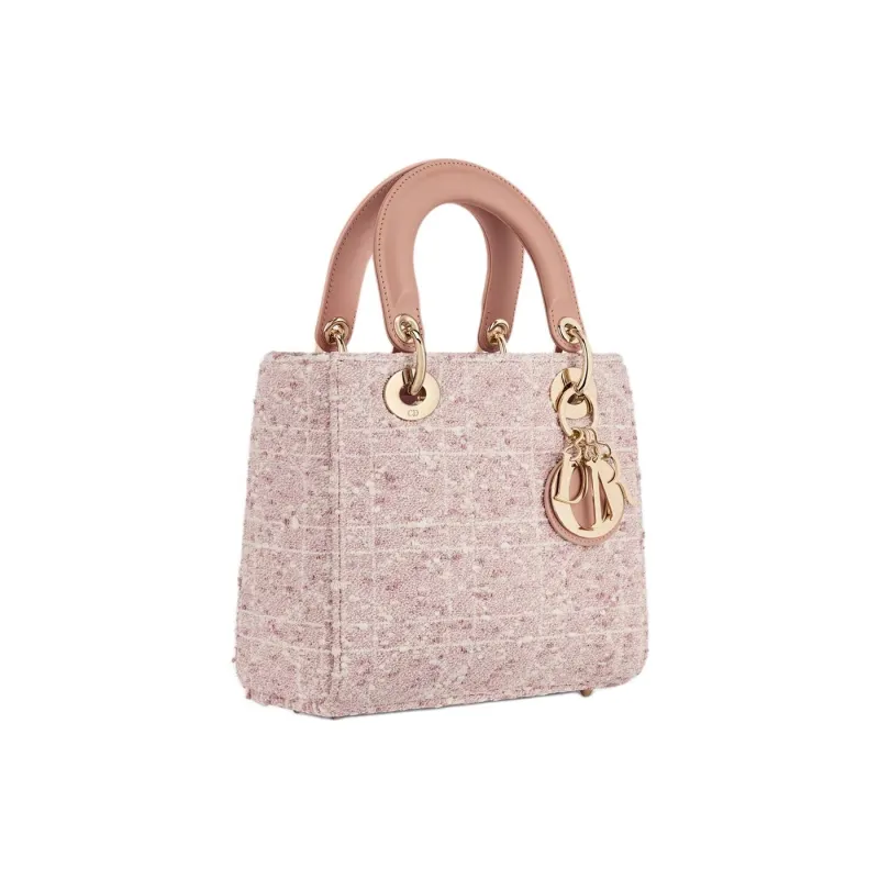 DIOR Lady Dior My ABCDior Cotton Handbag Small Size Women's Pink-2