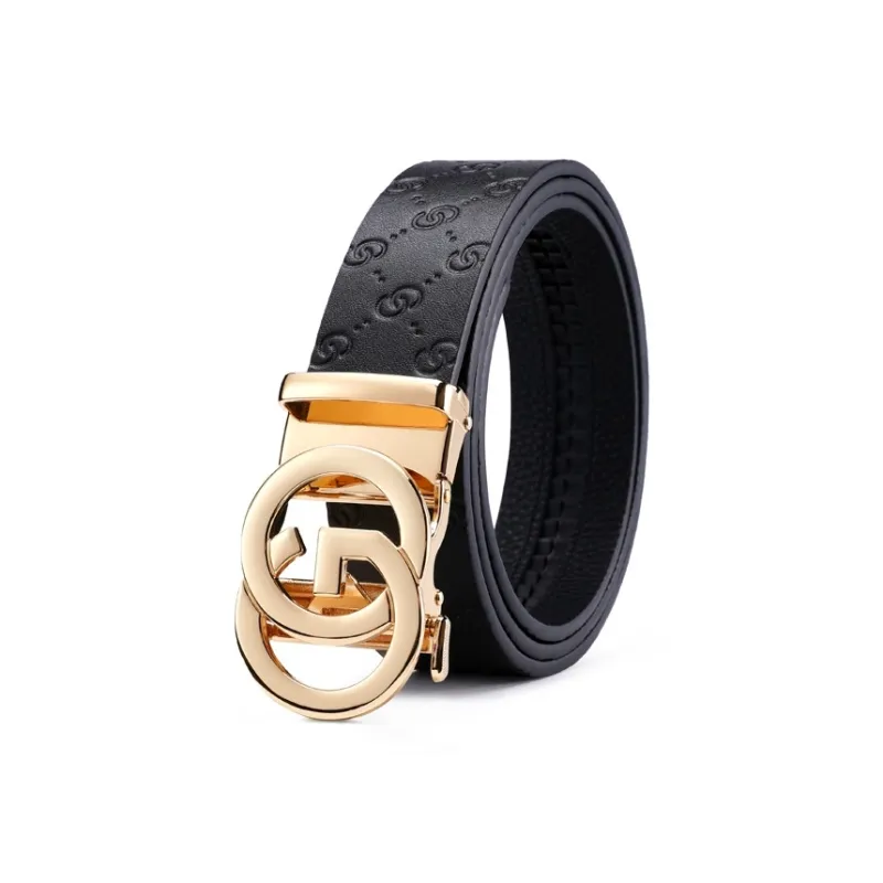 Cheekkiss Top Grain Cow Leather Belts Men's Gunmetal Gold 3.5cm-4