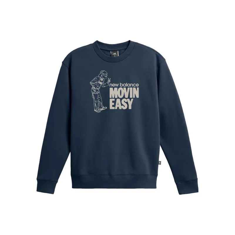 New Balance Movin Easy Crew Sweatshirts Men Blue-0