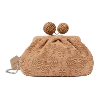WEEKEND MaxMara Pasticcino Cotton Crossbody Bag, Shoulder Bag Medium Size Women's Camel
