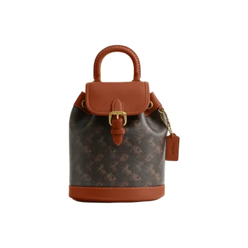 COACH Coated Canvas With Leather Backpack Small Size Women's Brown
