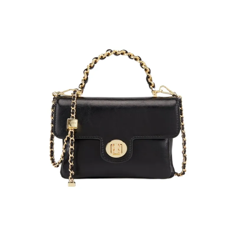 ELLE Top Grain Cow Leather Shoulder Bag, Crossbody Bag, Handbag Women's White/Black-3