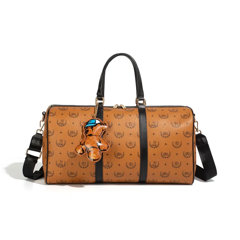 NOISY TEDDY PU Travel Bag, Gym Bag, Handbag Unisex Brown-1