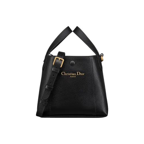 DIOR Cow Leather Basket Bag, Bucket Bag, Handbag Small Size Women's Black