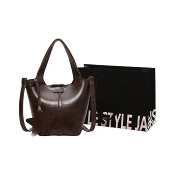 Cwatcun PU Bucket Bag, Shoulder Bag, Crossbody Bag, Handbag Women's Black/Brown/Coffee