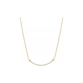 TIFFANY & CO. 2010s 18k Rose Gold T smile Diamond Necklace