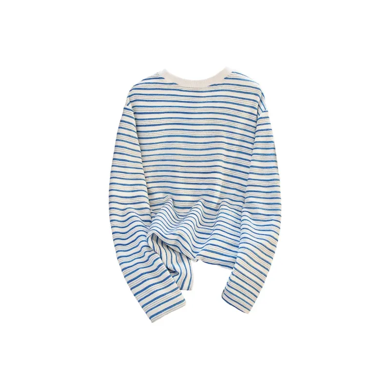 Cypress House T Shirt Women's Blue Stripes-1