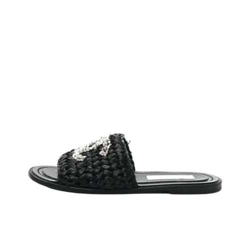 CHANEL Abrasion Resistant Slide Slippers Women's Black